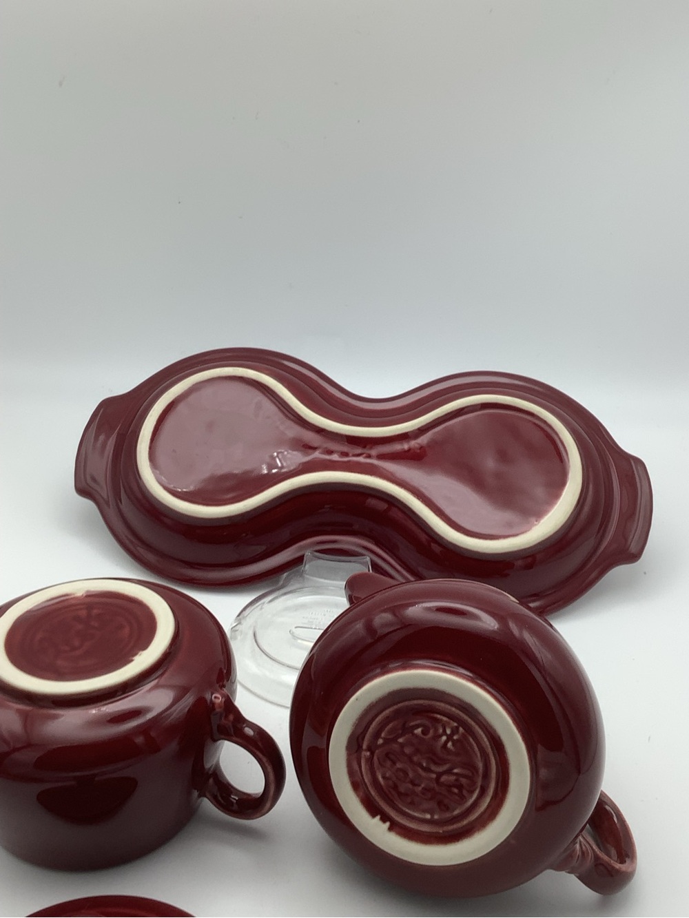 Fiestaware Cinnabar Creamer and Covered Sugar Set with Tray - Picture 4 of 12